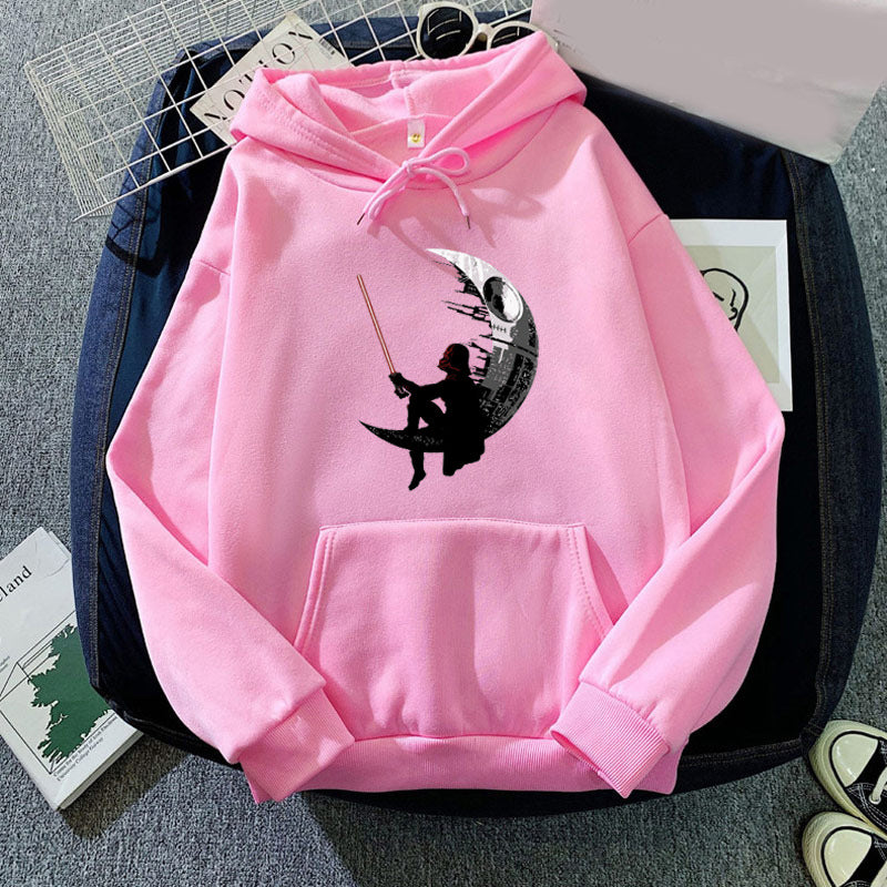 Unisex Moon Darth Vader Pattern Printed Hoodie