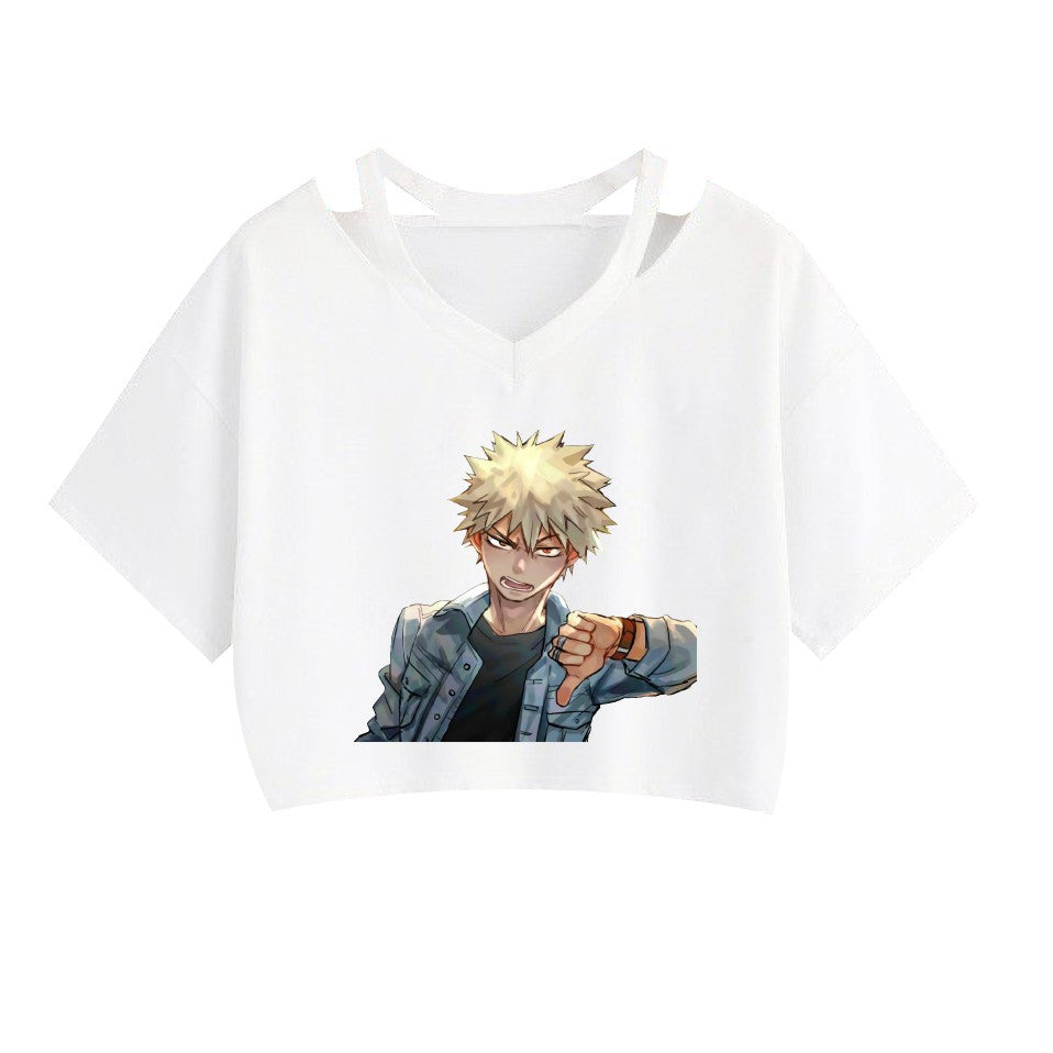 Women's Anime Graphic Printed Short Sleeve Crop T-shirt