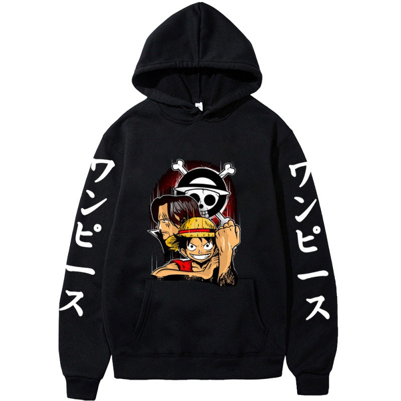 Unisex Luffy Floral Printed Loose Hoodie