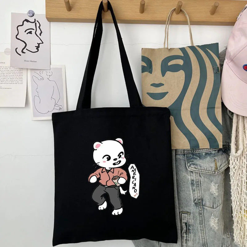 Cute Kpop Printed Canvas Shoulder Bag