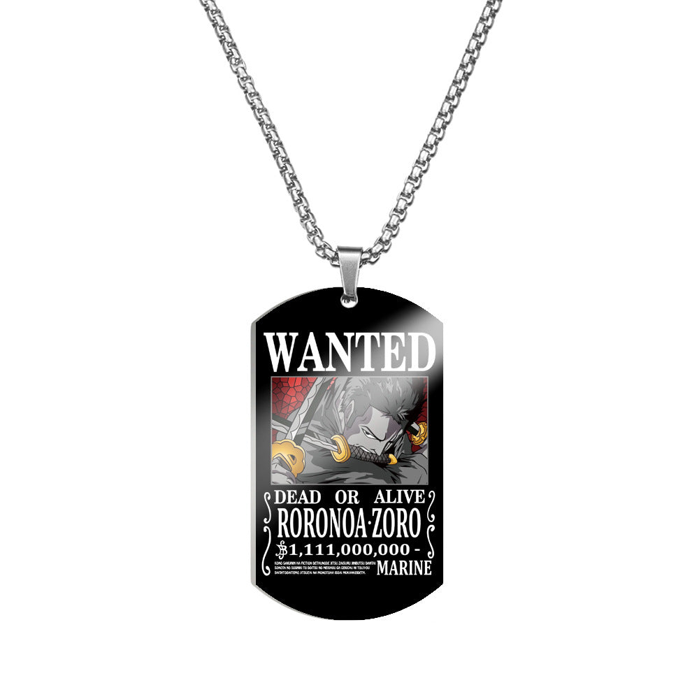 Luffy Wanted Stainless Steel Dog Tag Necklace