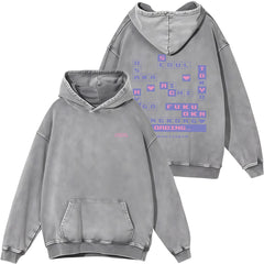 Vintage PRESS START Casual Cotton Washed Hoodie