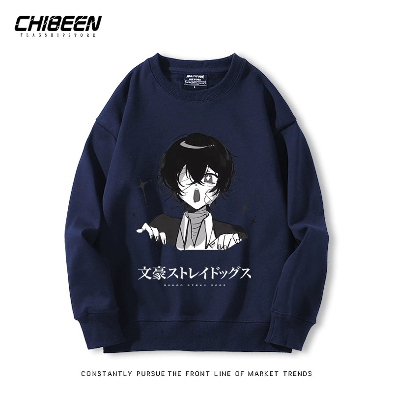 Casual Anime Printed Crew Neck Sweatshirt