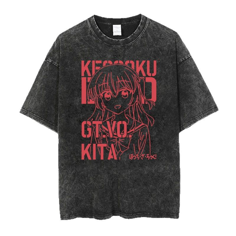 Vintage Anime Washed Short-sleeved T-shirt
