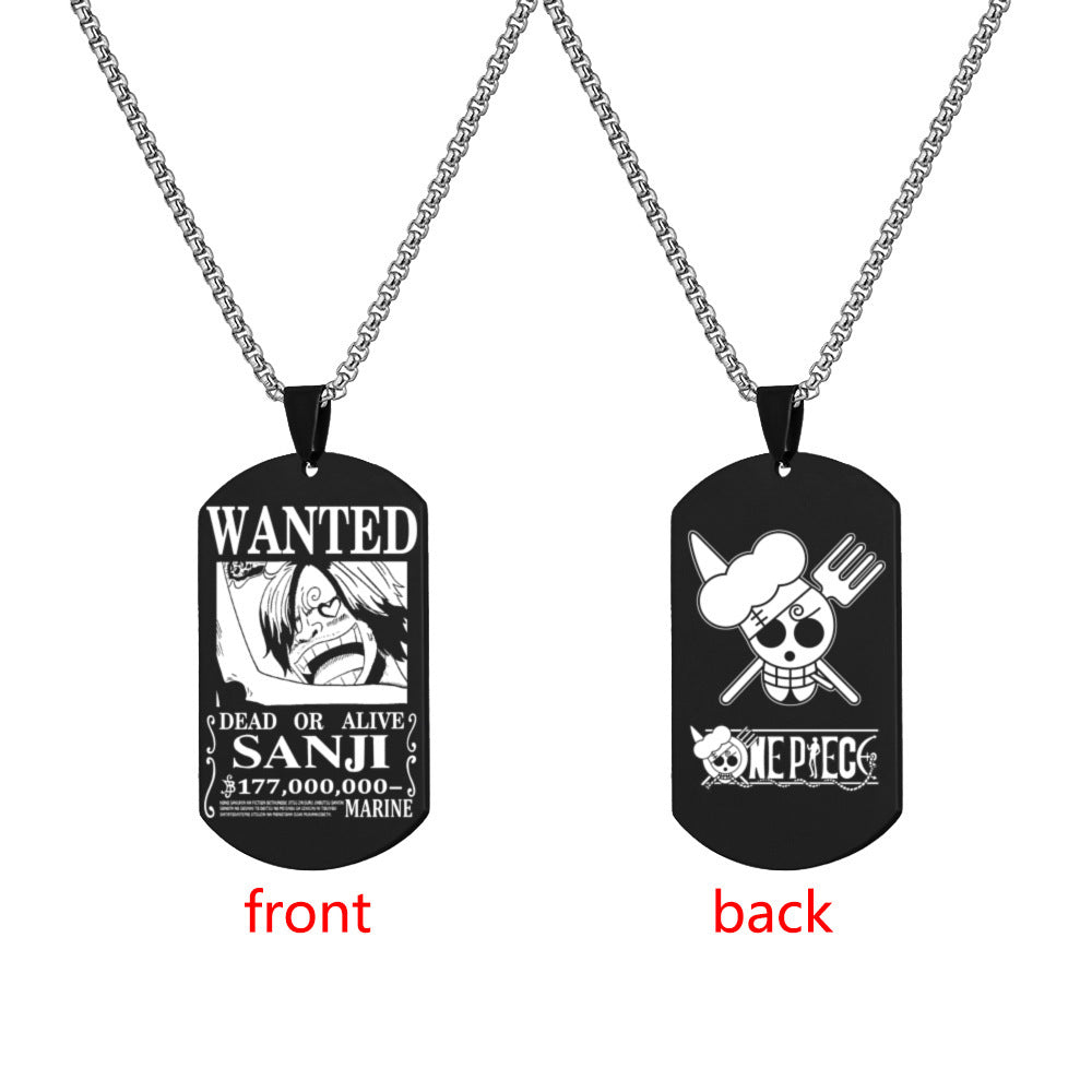 Luffy Wanted Double-sided Dog Tag Necklace