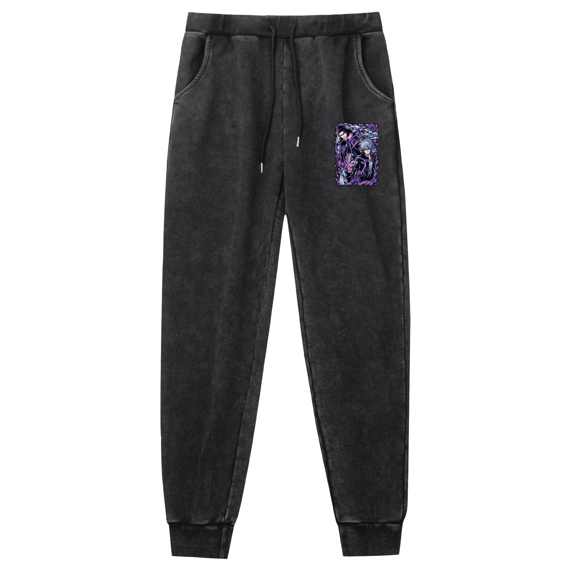 Unisex Retro Washed Anime Print Leisure Trousers