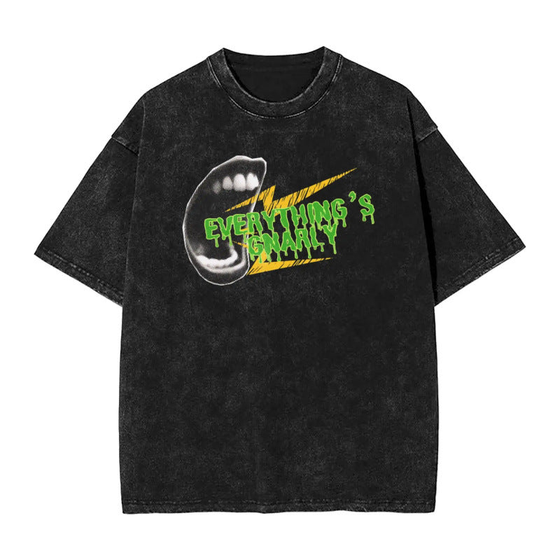 Retro Kpop Logo Cotton Washed T-Shirt