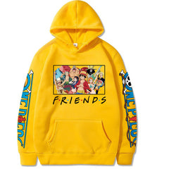 Unisex Luffy Friends Printed Cotton Hoodie