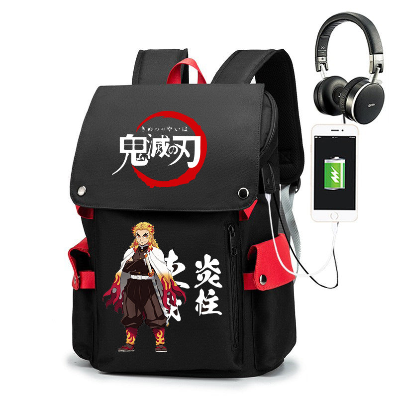 Casual Anime Tanjiro Printed Black Backpack