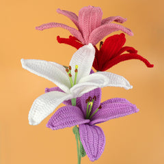 Lily Flower Branch Crocheted Bouquet