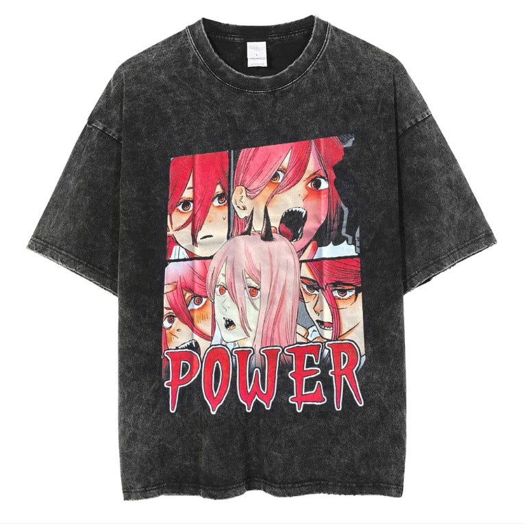 Retro Anime Washed Short Sleeve T-Shirt