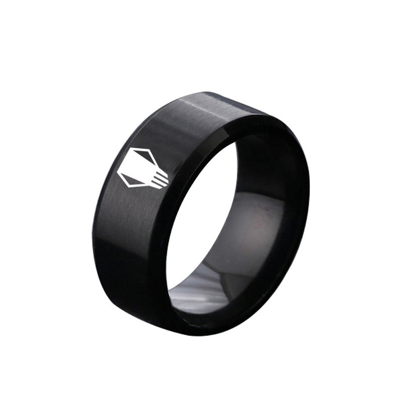 Trendy Anime Stainless Steel Laser Ring