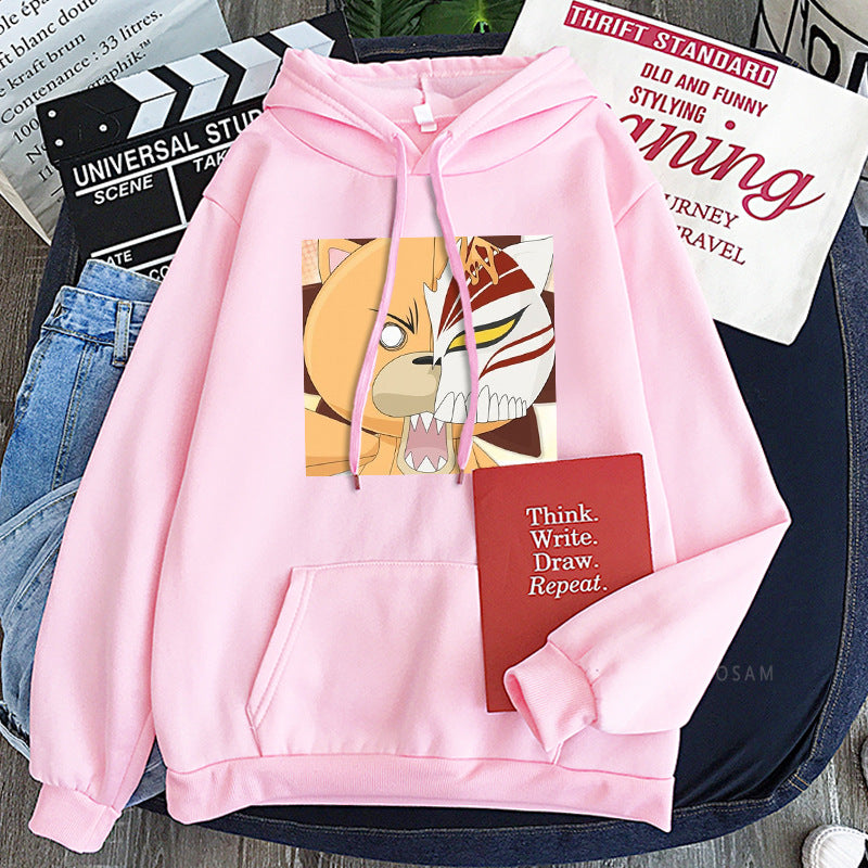 Casual Anime Graphic Printed Pullover Hoodie