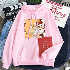 Casual Anime Graphic Printed Pullover Hoodie