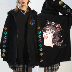 Hu Tao Xiao Zipper Hoodie Top