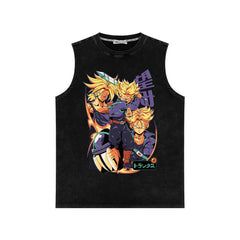 Retro Anime Washed Loose Sleeveless Vest