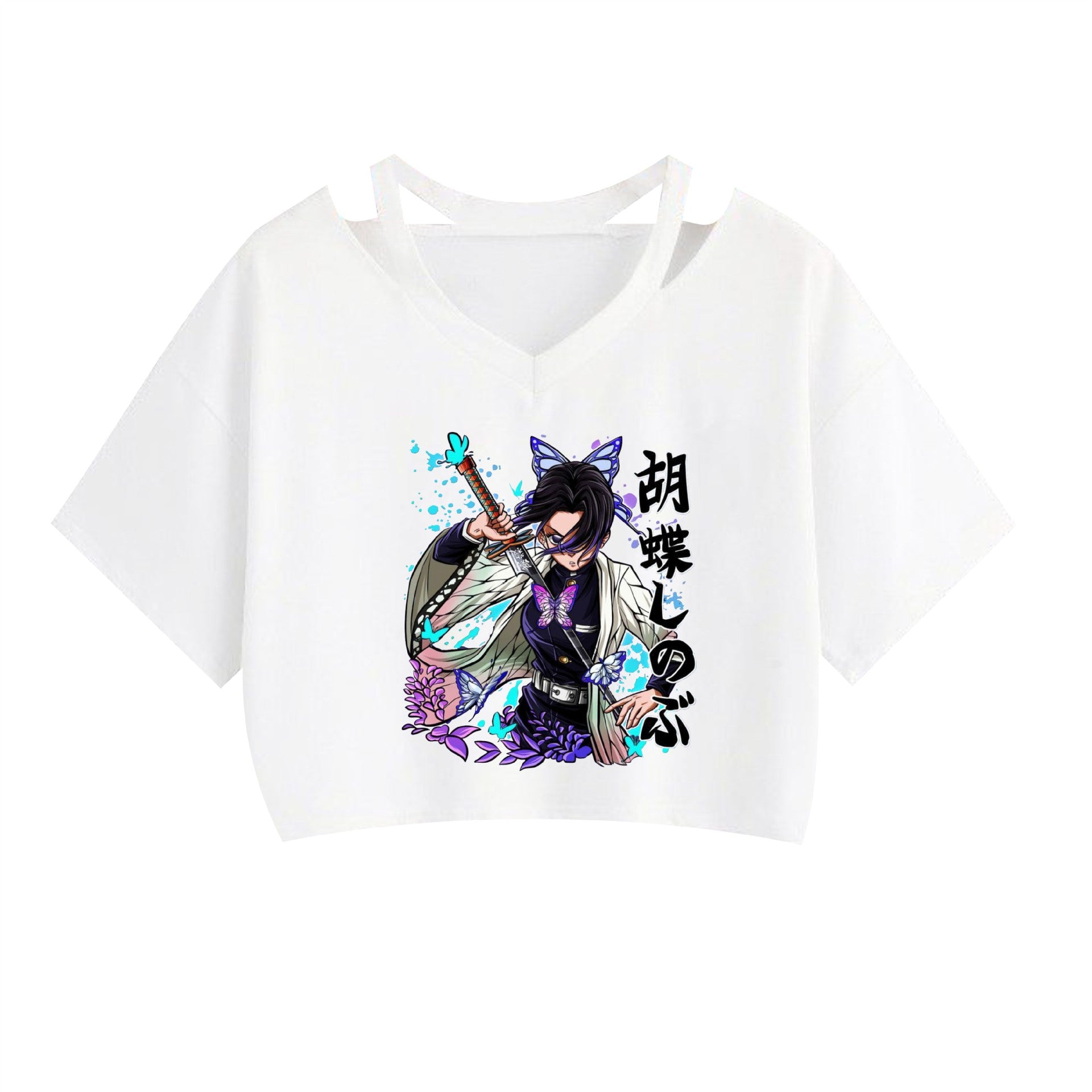 Women's Anime Printed Short Sleeve Cropped Top