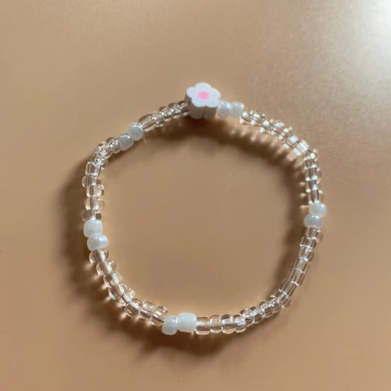 Cherry Blossom Transparent Beaded Bracelet