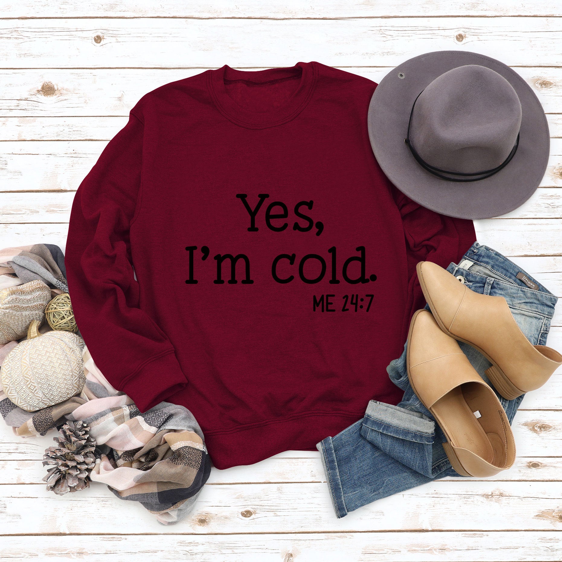 Women's Yes I'm Cold Printed Casual Sweatshirt