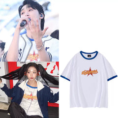 Ahyeon SEUNGKWAN Same Round Neck Ringer T-shirt