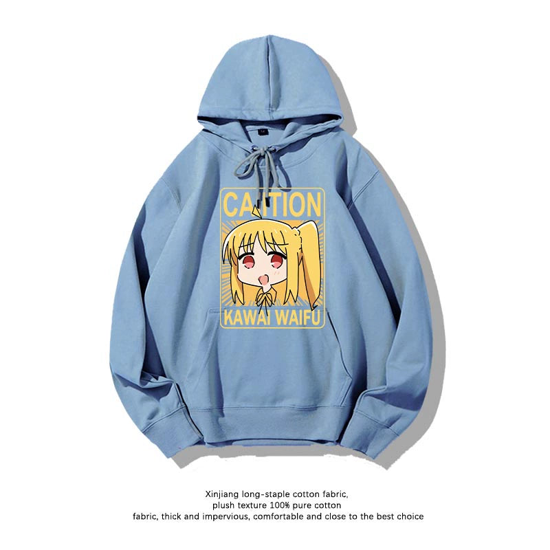 Casual Anime Bocchi Print Loose Hoodie