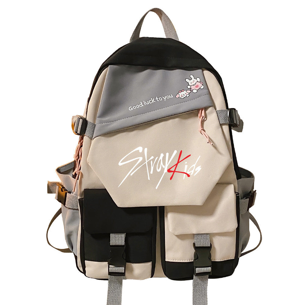 Trendy Korean Style Stitching Letter Print Backpack