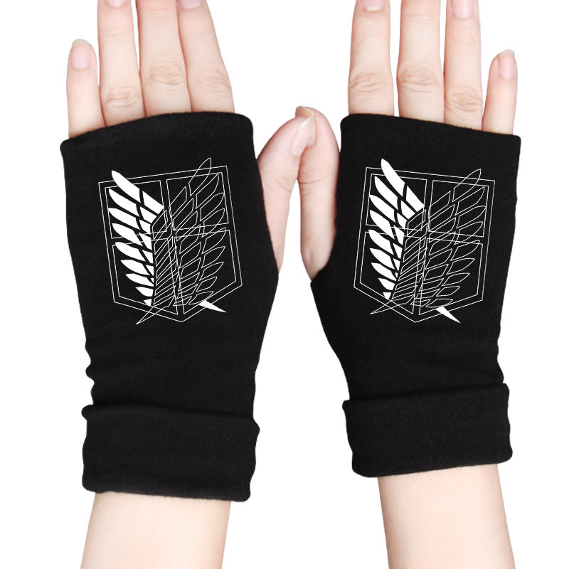 Trendy Anime Half Finger Gloves