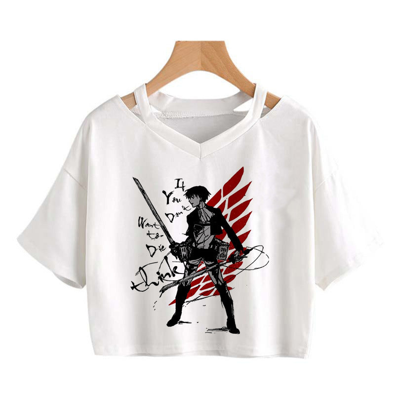 Trendy Women's Anime Print Cropped T-Shirt