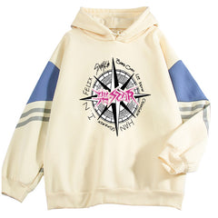 Women's KPOP Graphic Printed Color Block Hoodie