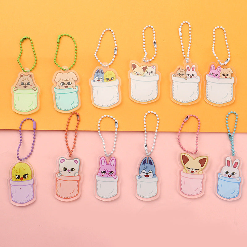 Skz Cartoon Acrylic Bead Chain Pendant Set