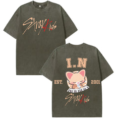 KPOP IN Graphic Washed Short-sleeved T-shirt