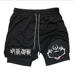 Anime Printed Double-layer Fitness Casual Shorts