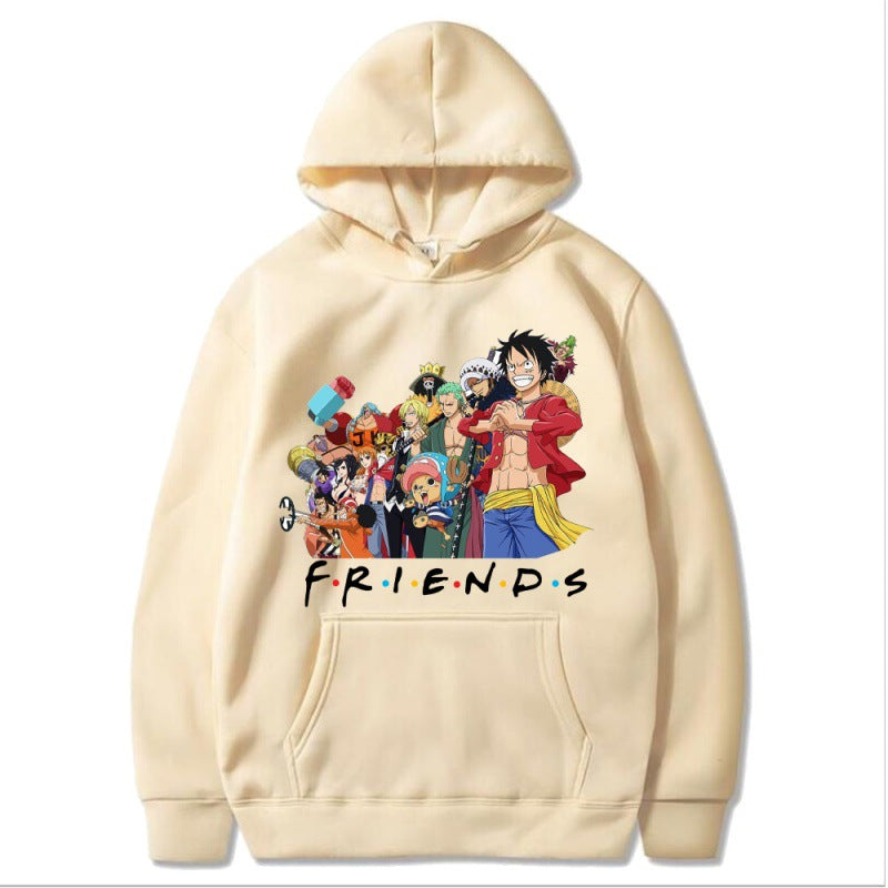 Unisex Casual Luffy Friends Printed Loose Hoodie