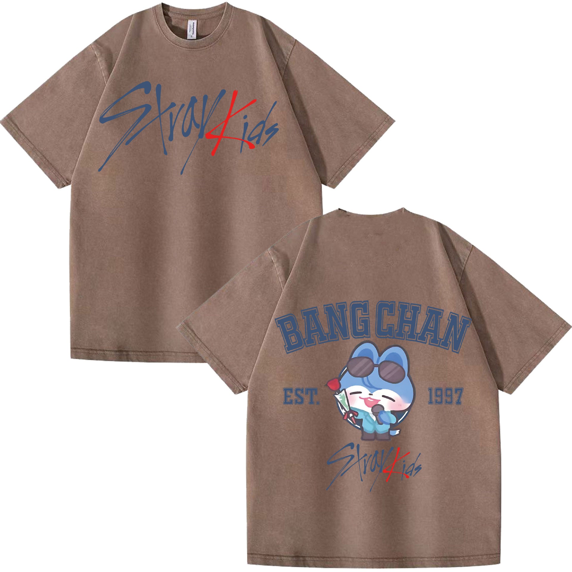 BANGCHAN KPOP Cotton Loose Washed T-shirt