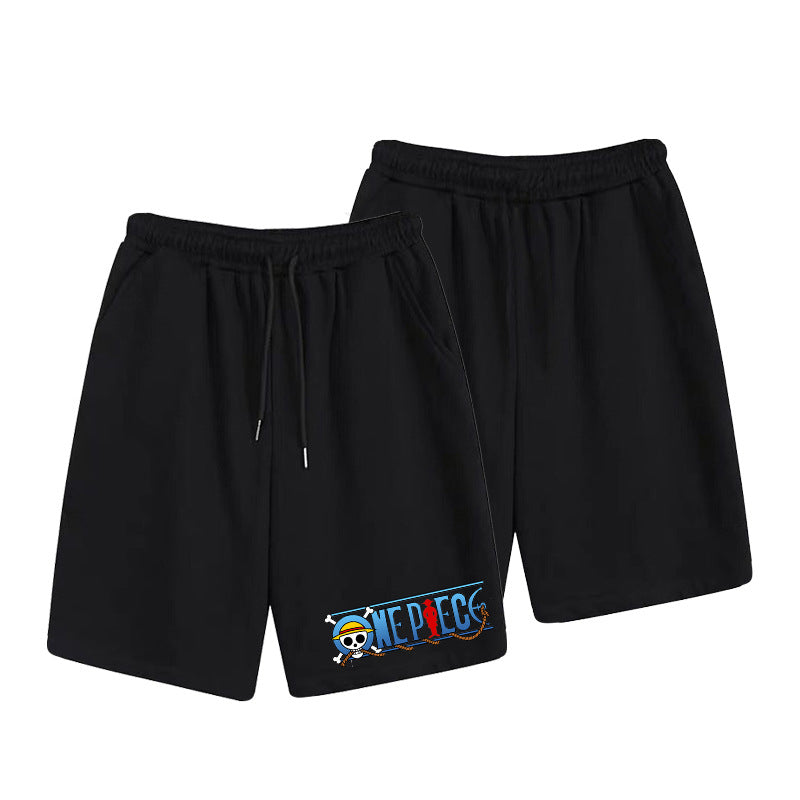 Casual Men's Luffy Print Elastic Loose Shorts