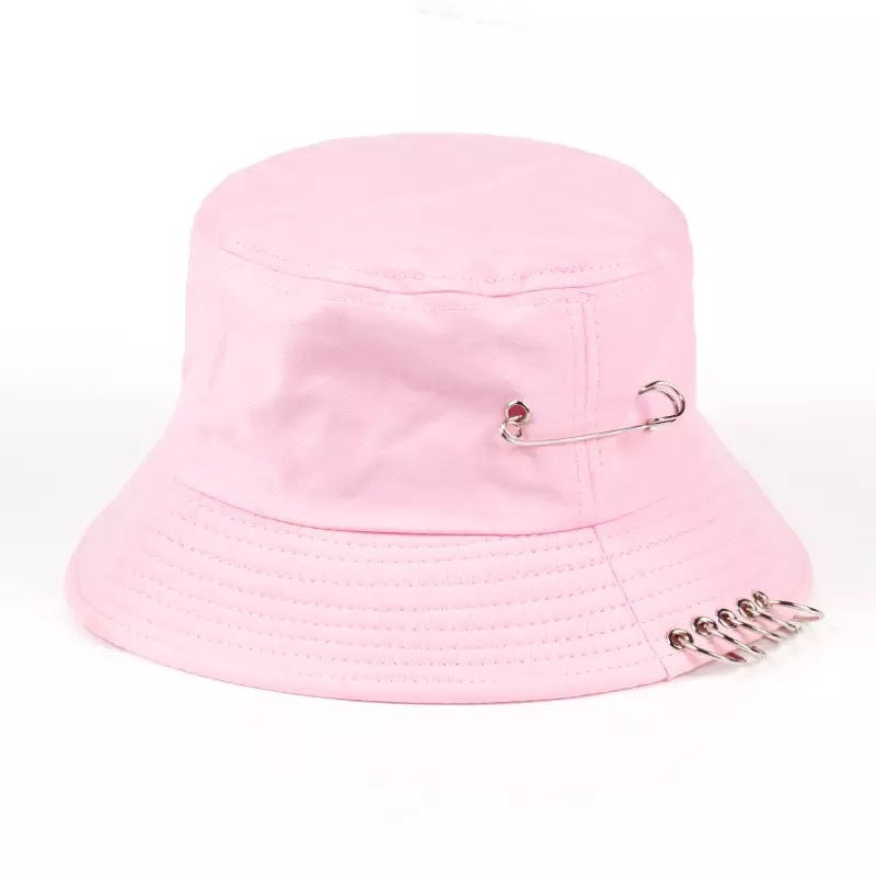 Chic Kpop Style Pin Ring Fisherman's Hat