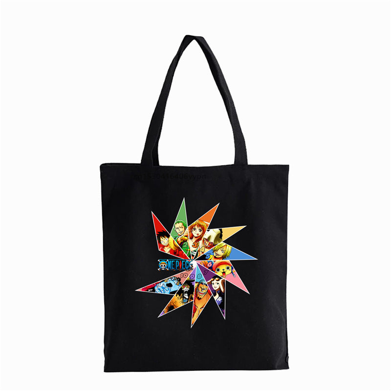 Trendy Luffy Printed Canvas Shoulder Tote Bag