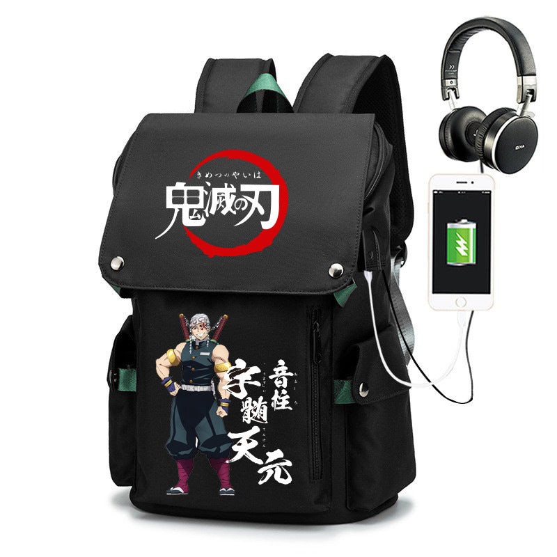 Casual Anime Tanjiro Printed Black Backpack