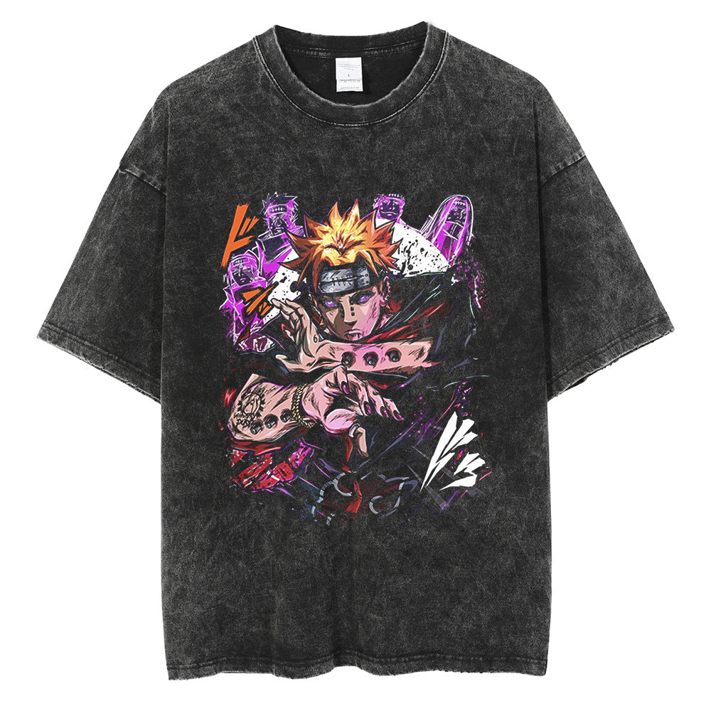 Retro Washed Anime Short Sleeve T-Shirt