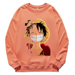 Unisex Luffy Printed Crew Neck Long-sleeved Sweatshirt