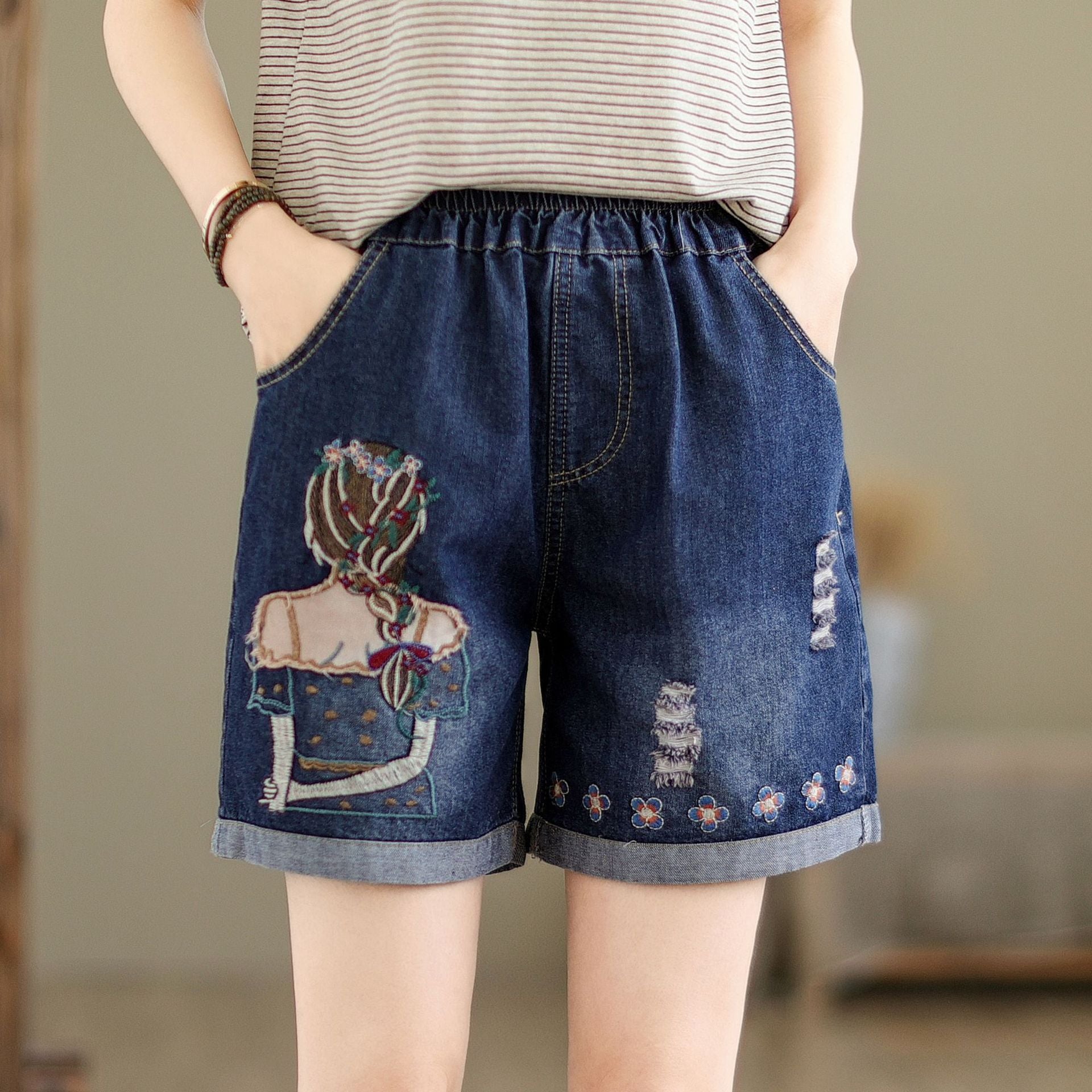 Women's Wide-leg Thin Denim Shorts