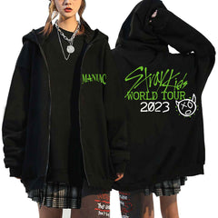 Y2K Style Letter Printed Loose Zipper Hoodie