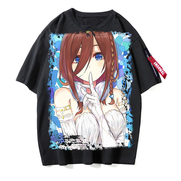 Women's Anime Short-sleeved Black T-shirt