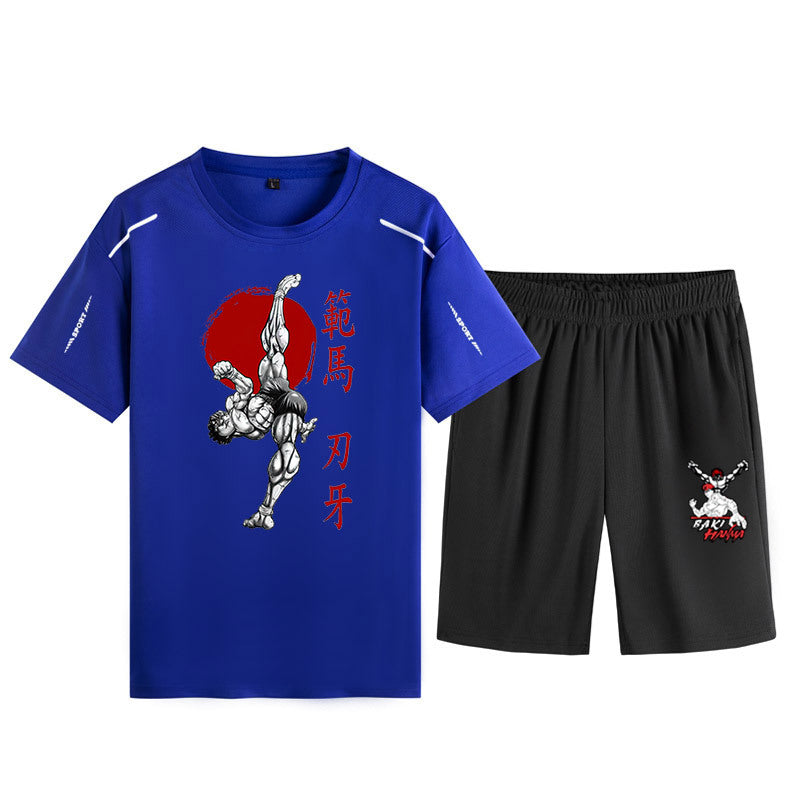 Men's Baki Anime Loose T-Shirt Shorts Suit