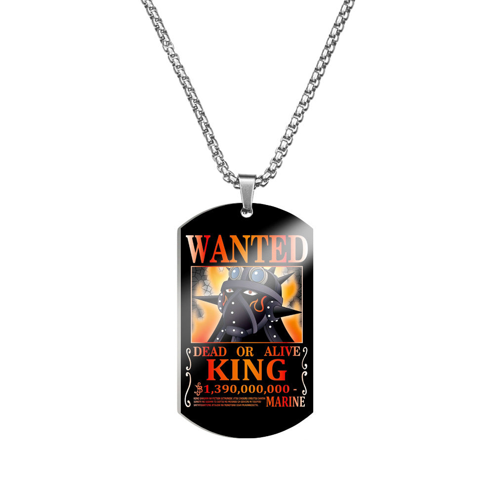 Luffy Wanted Stainless Steel Dog Tag Necklace