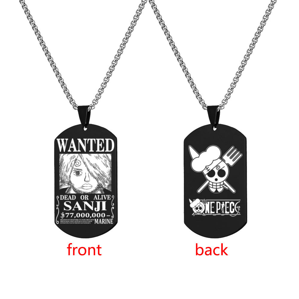 Luffy Wanted Double-sided Dog Tag Necklace