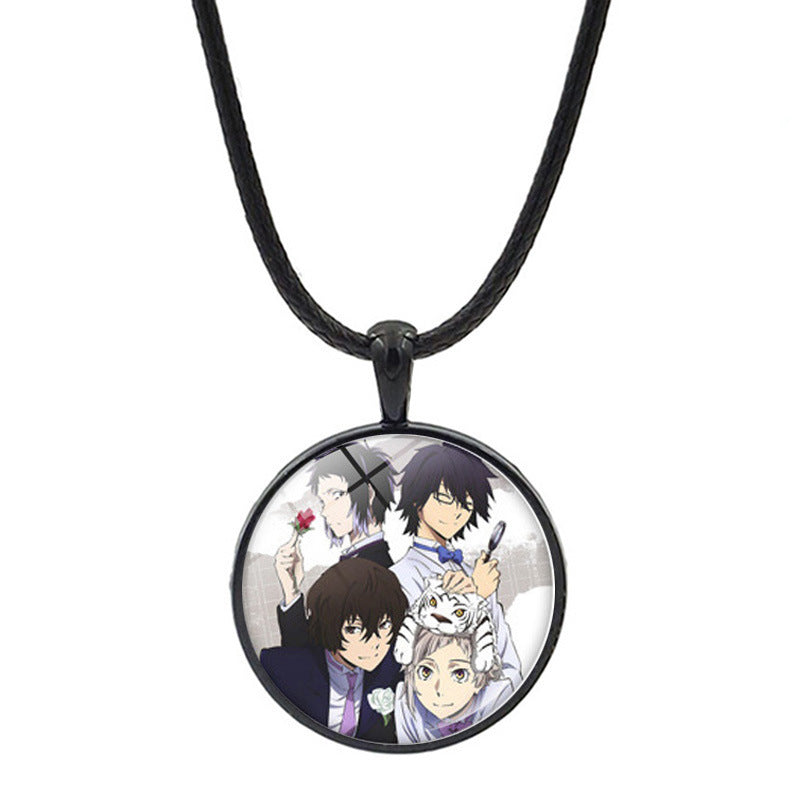 Versatile Anime Pendant Leather Rope Necklace