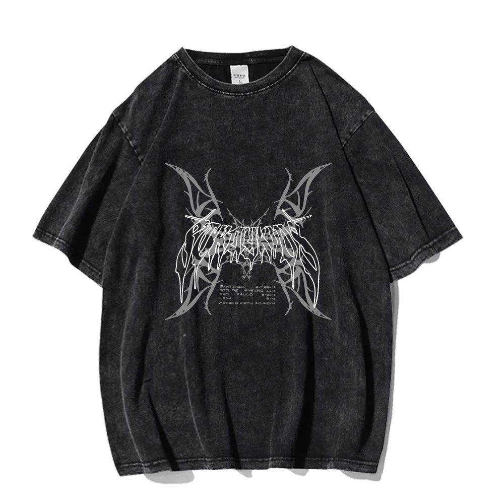 Retro KPOP Graphic Washed T-shirt