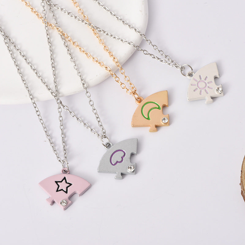 Colorful Sun Moon Cloud Star Matching Necklace