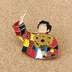 Holding Sunflower Brooch Badge